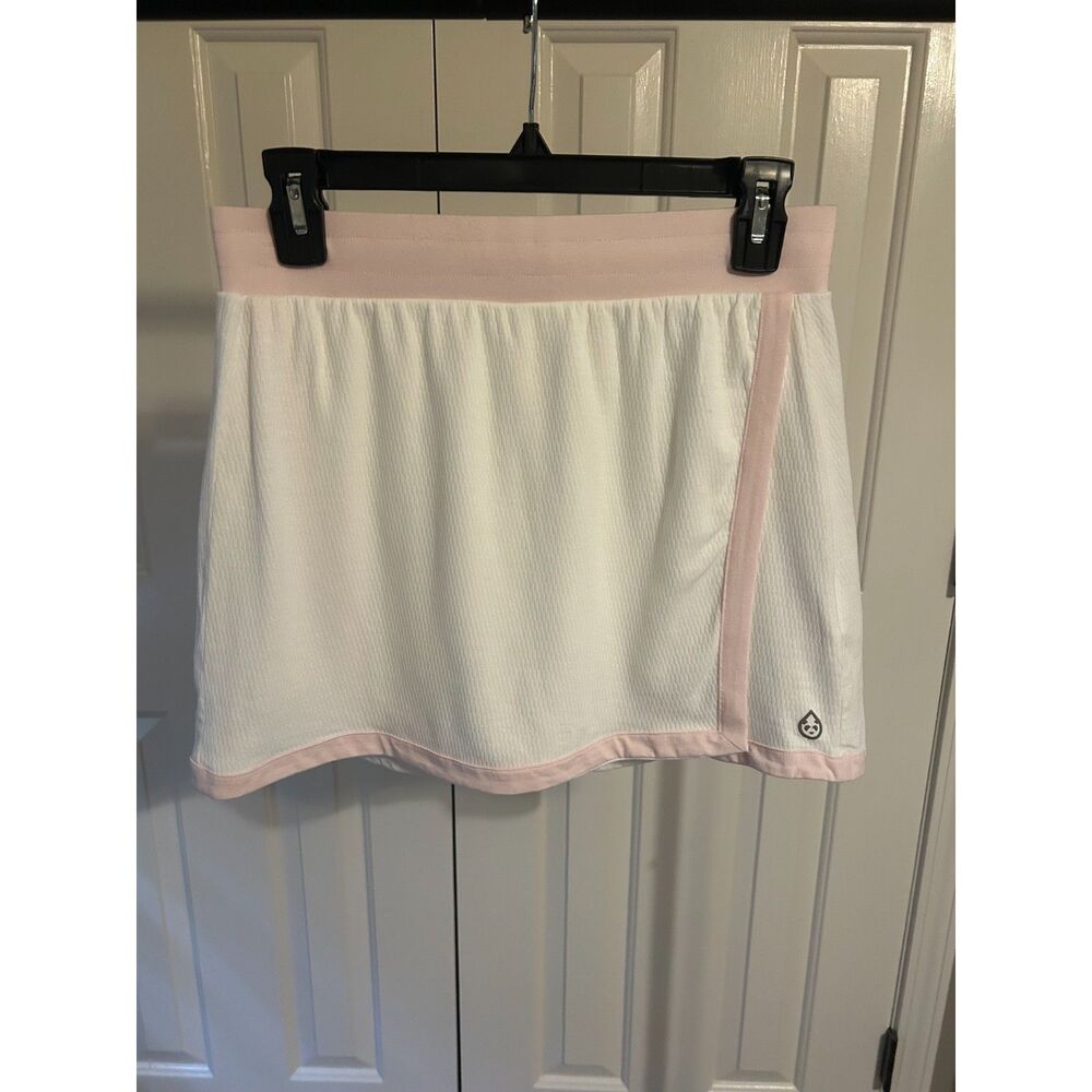 tasc Performance Bamboo Athletic Golf Tennis Skirt White Pale Pink Small
